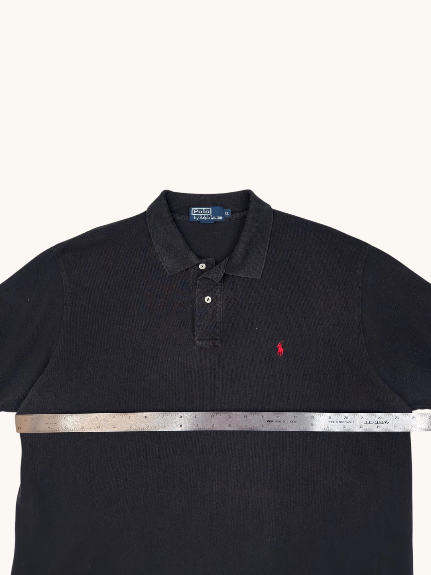 90s Polo Black Polo Shirt - XL