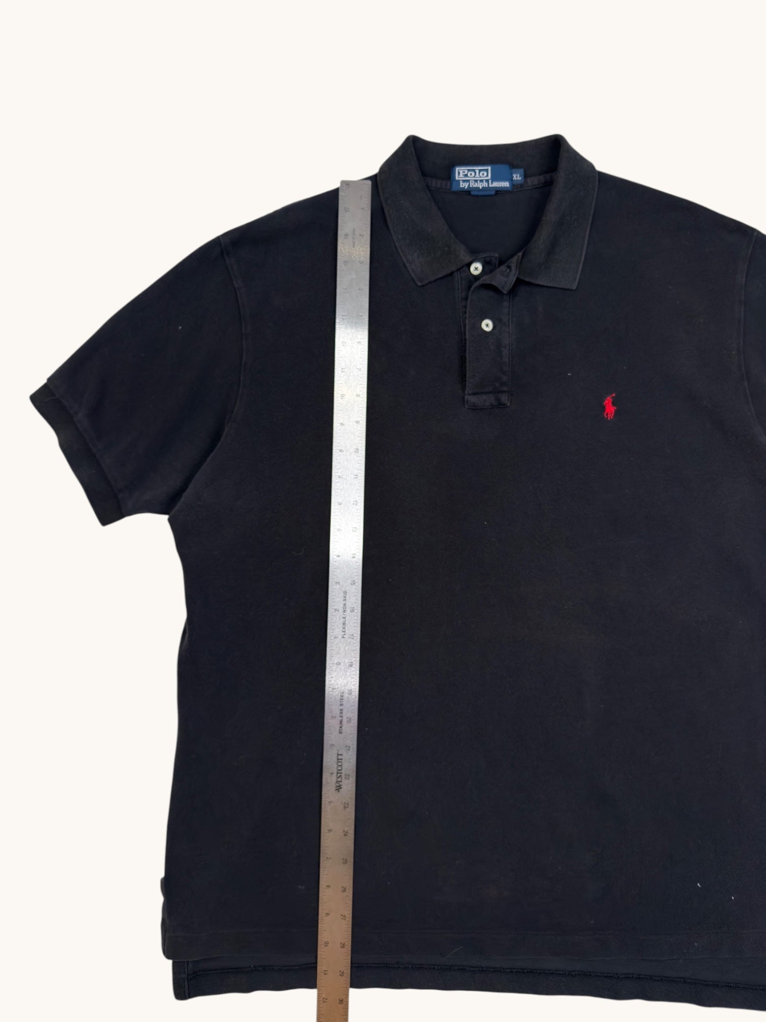 90s Polo Black Polo Shirt - XL
