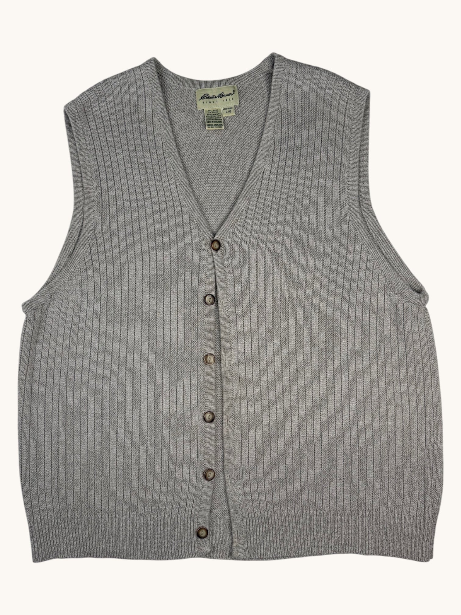 90s Eddie Bauer Beige Sweater Vest - L