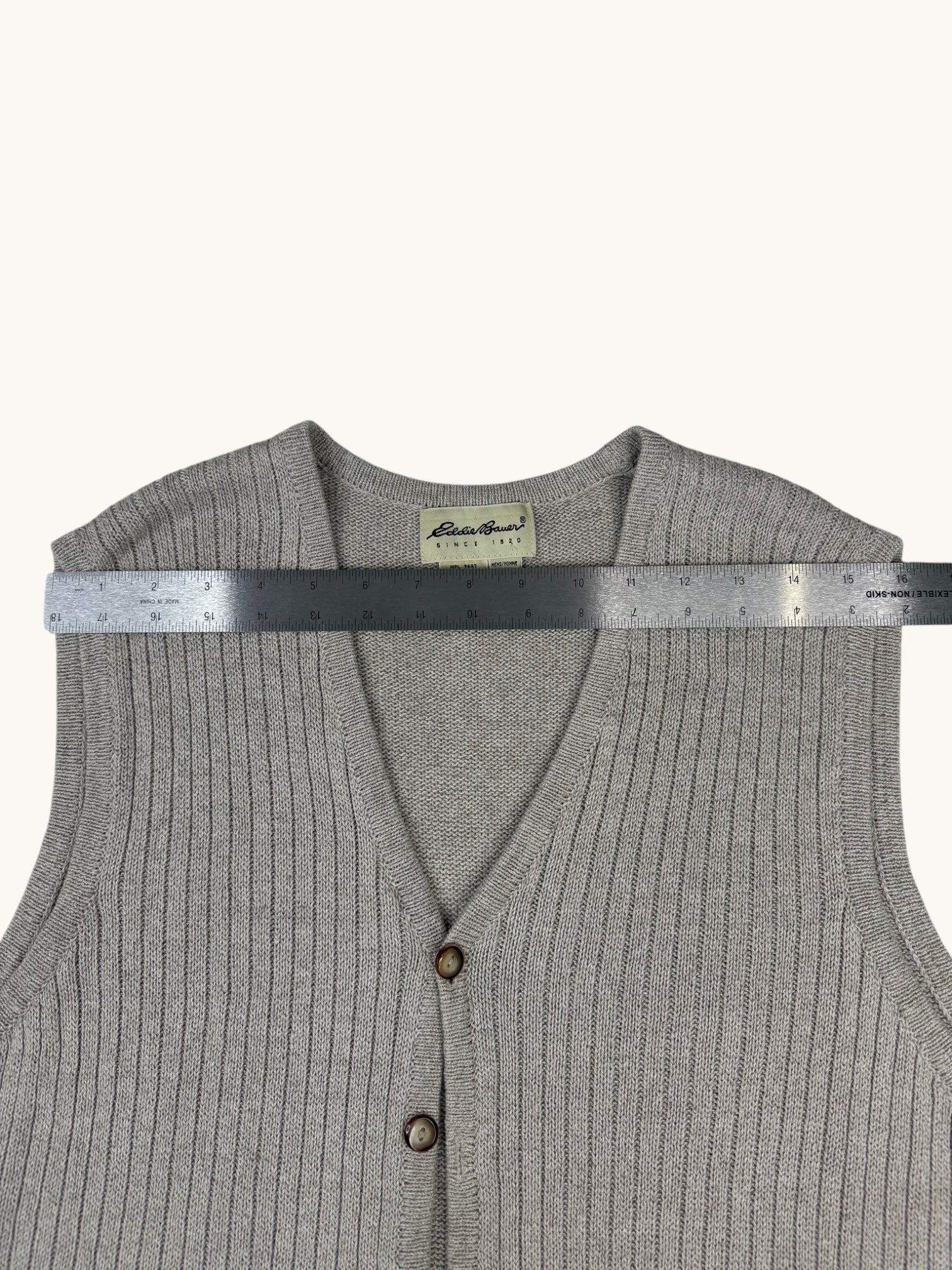 90s Eddie Bauer Beige Sweater Vest - L