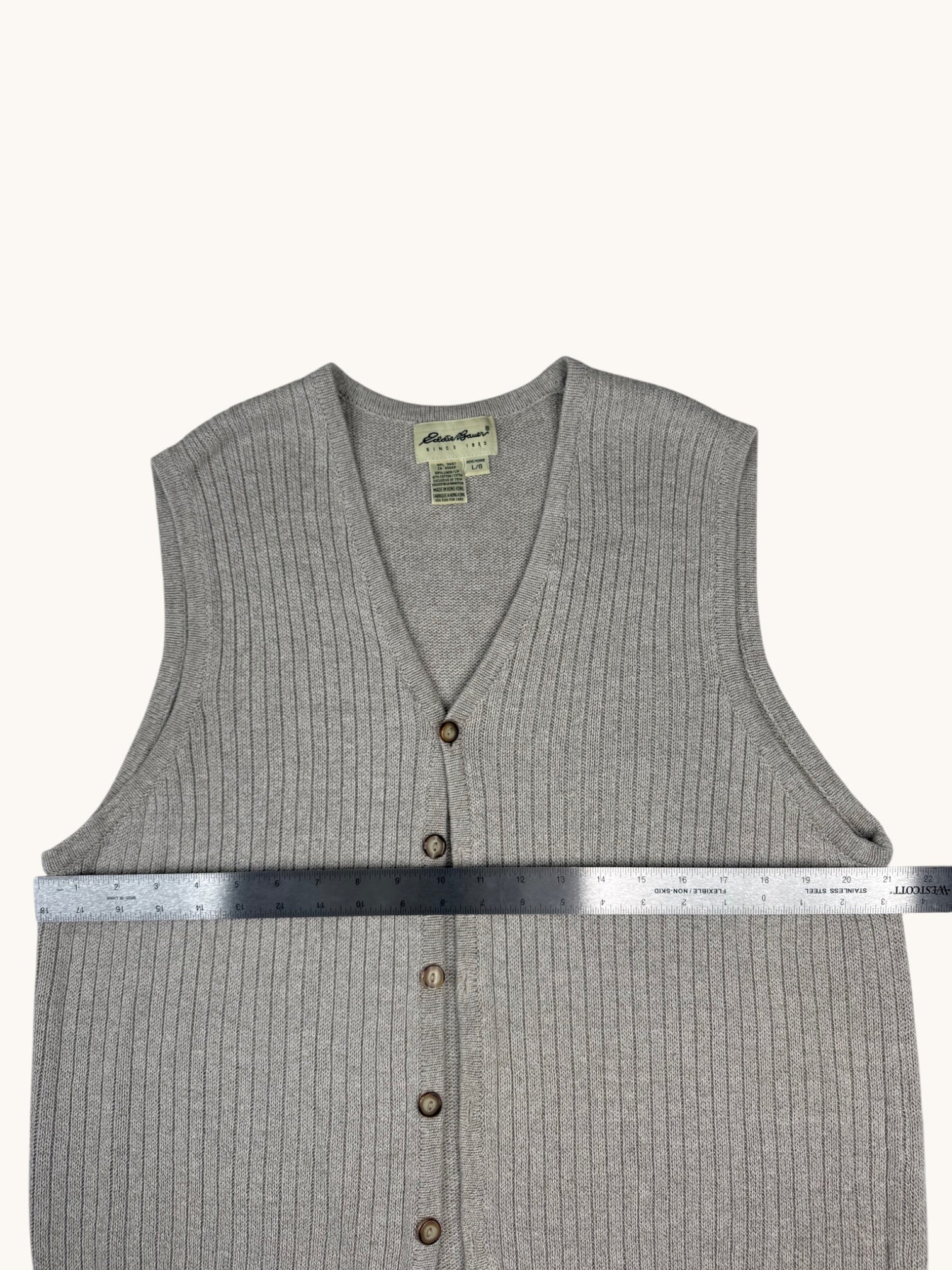 90s Eddie Bauer Beige Sweater Vest - L