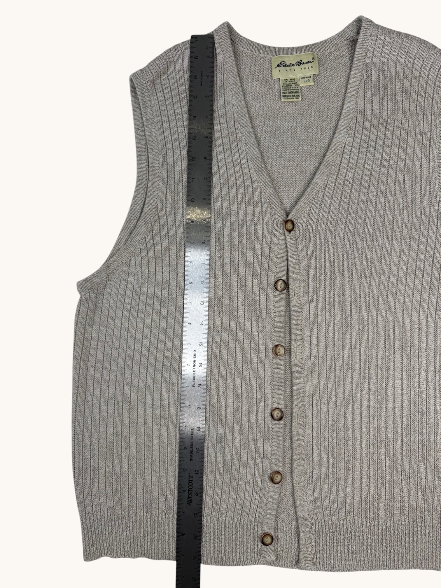 90s Eddie Bauer Beige Sweater Vest - L