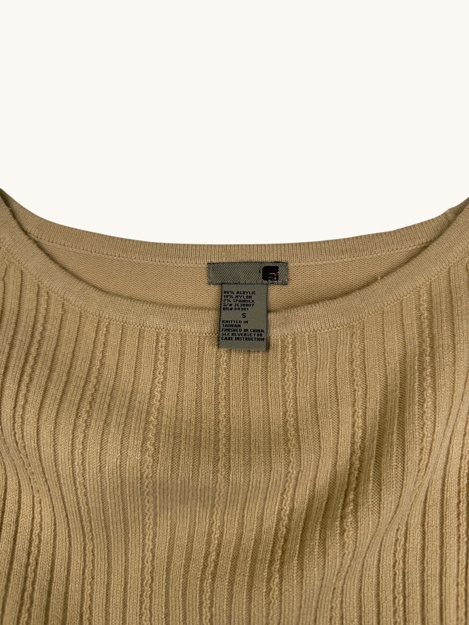 00s Forever21 Beige Ribbed Knit Sweater - S