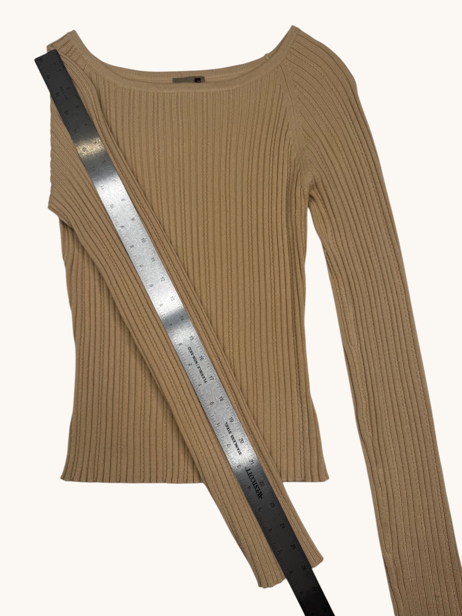 00s Forever21 Beige Ribbed Knit Sweater - S