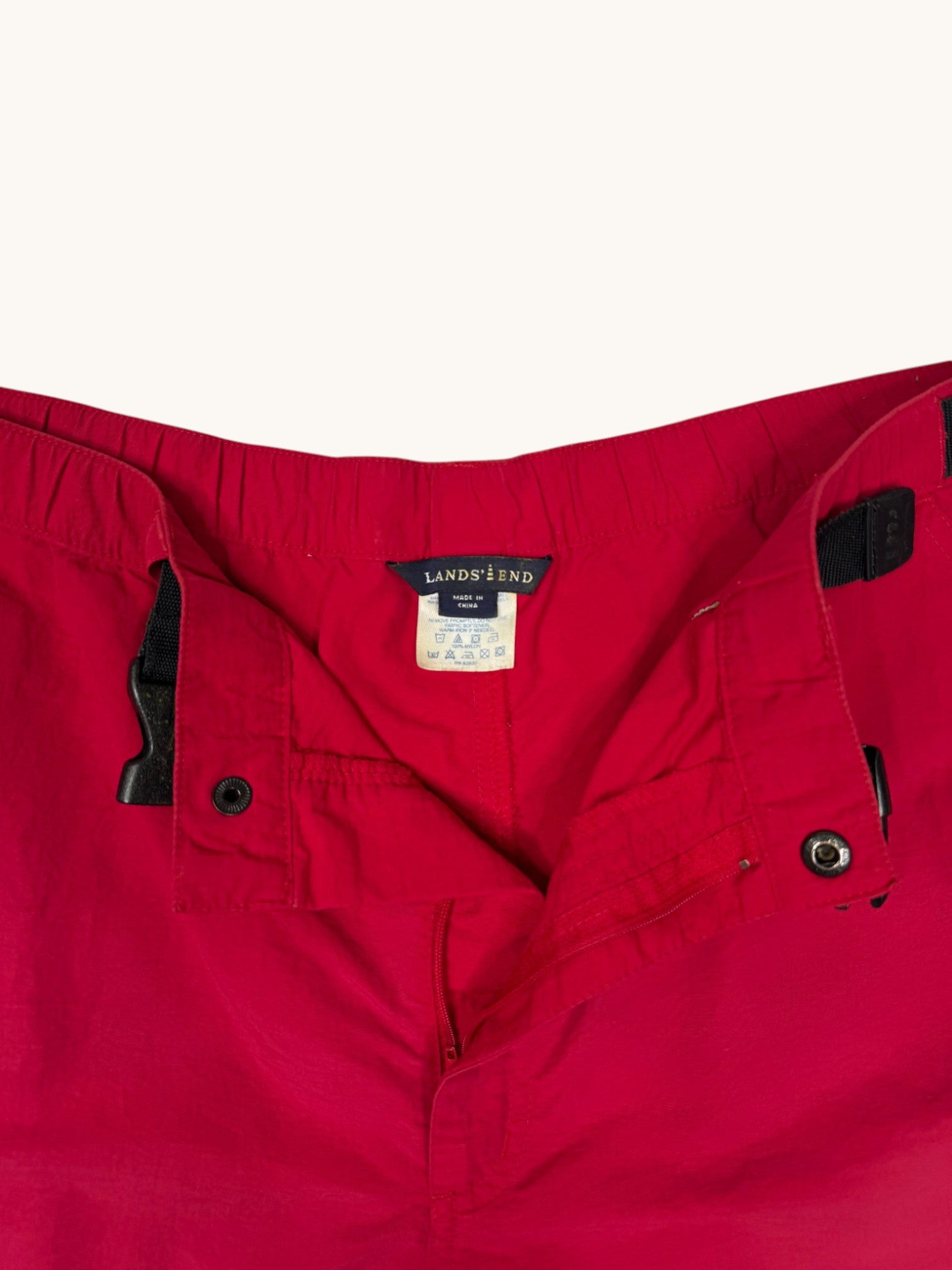 90s Lands' End Red Nylon Shorts - L