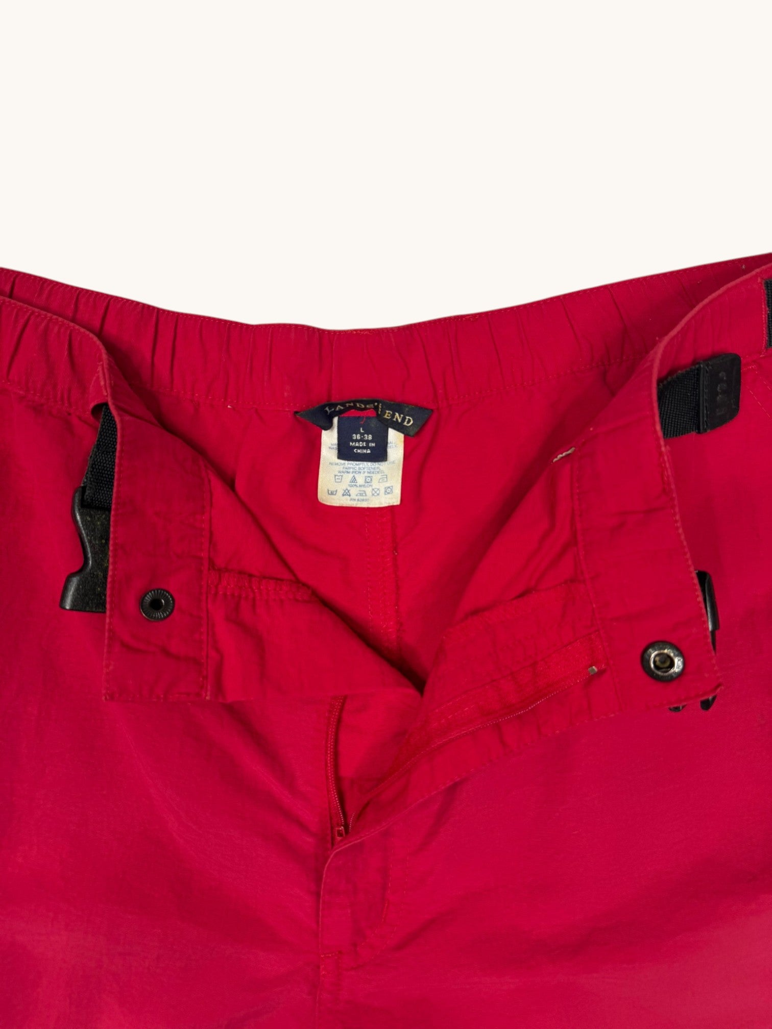 90s Lands' End Red Nylon Shorts - L