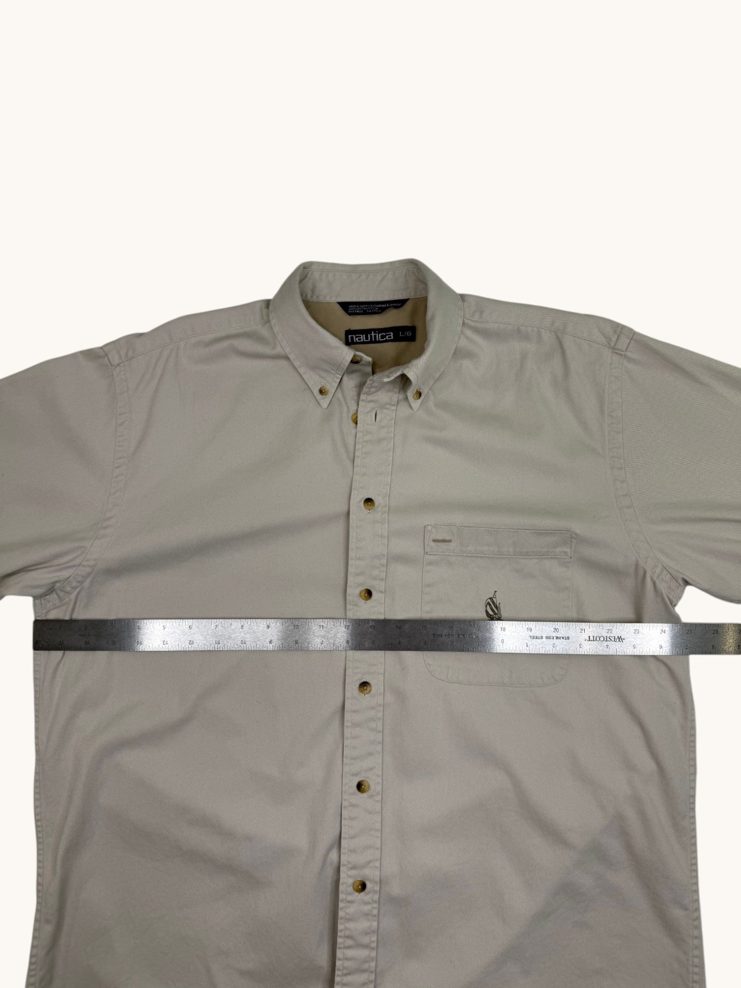 90s Nautica Beige Button-Up Shirt - L