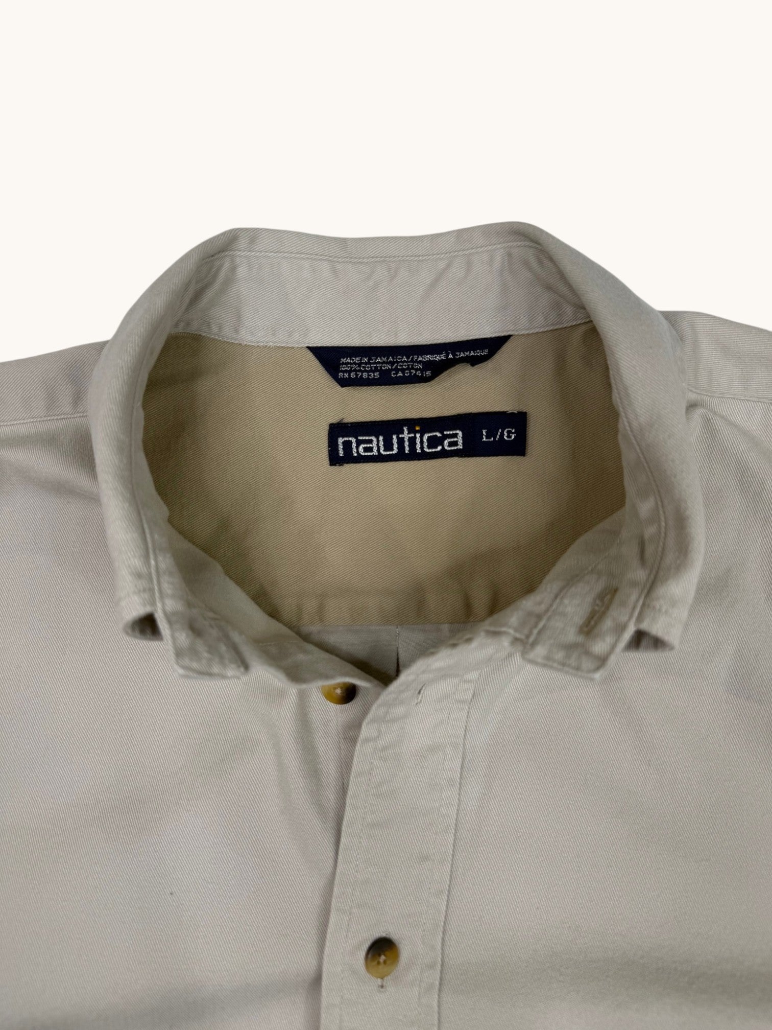 90s Nautica Beige Button-Up Shirt - L