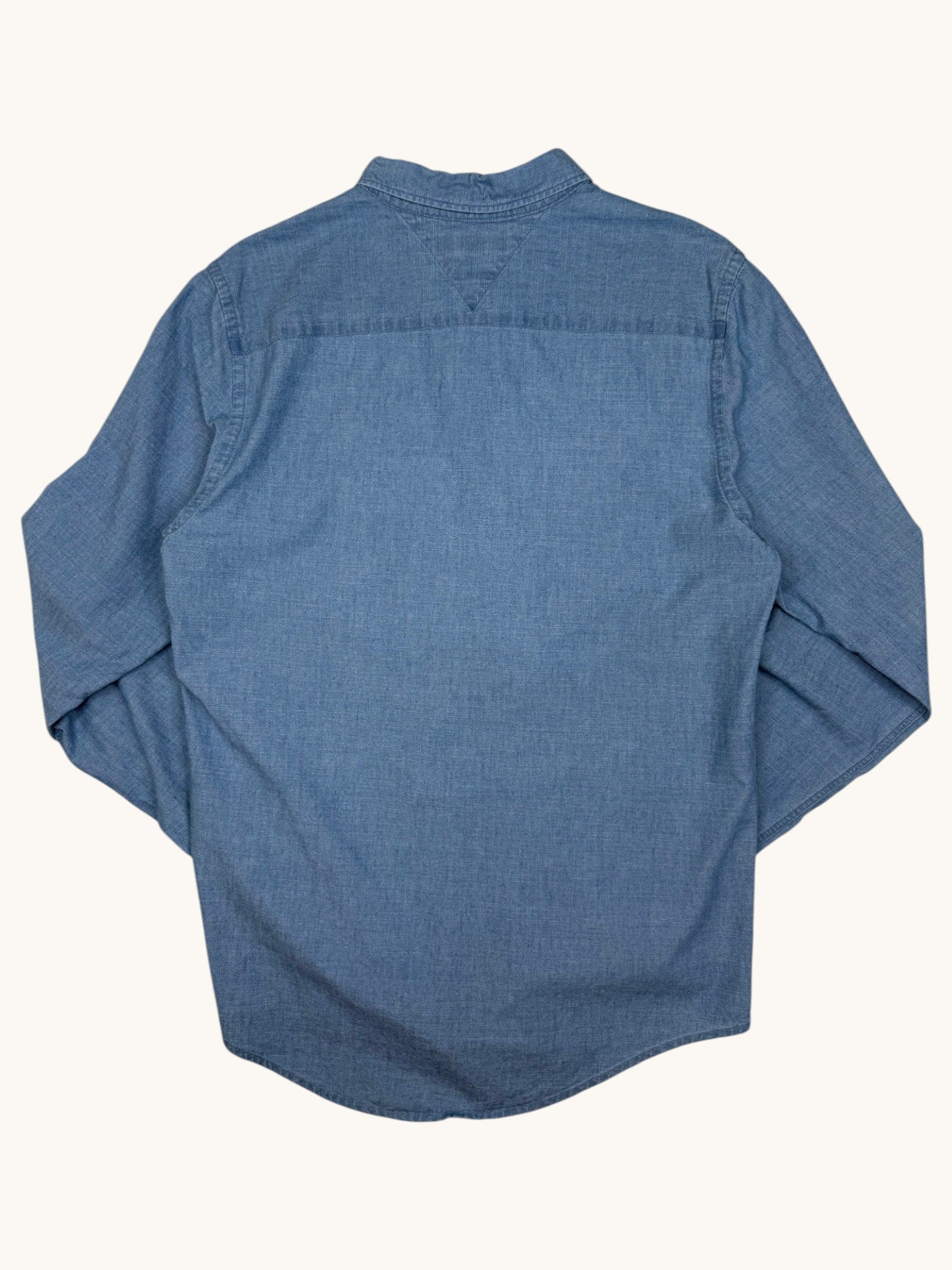 90s Tommy Hilfiger Blue Denim Button-Up Shirt - M