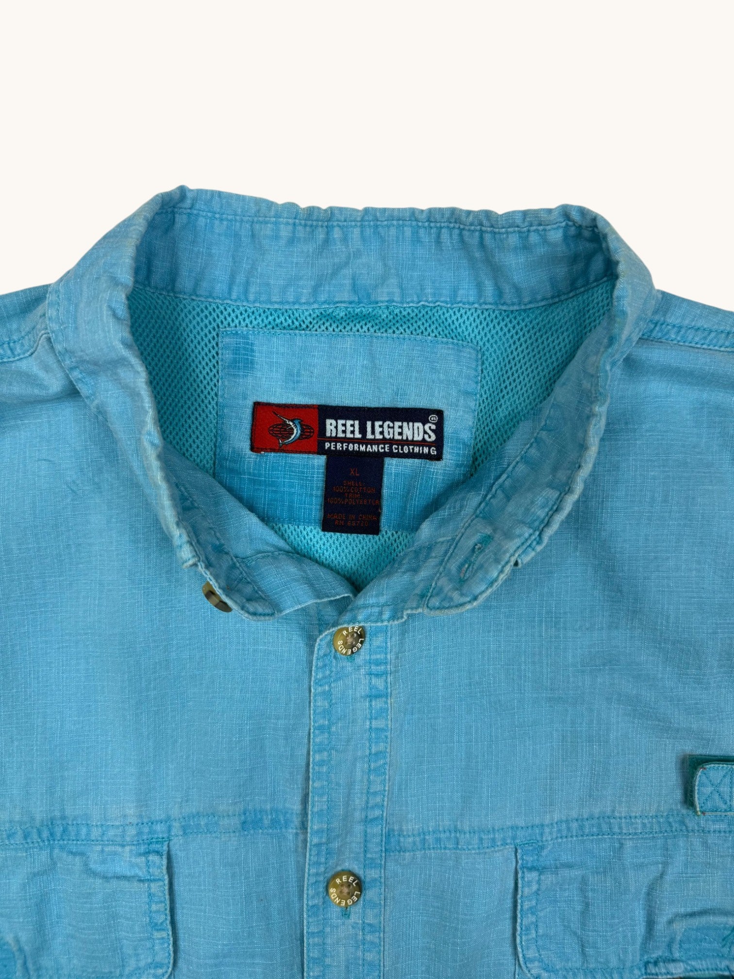Reel Legends Blue Button Up Shirt - XL