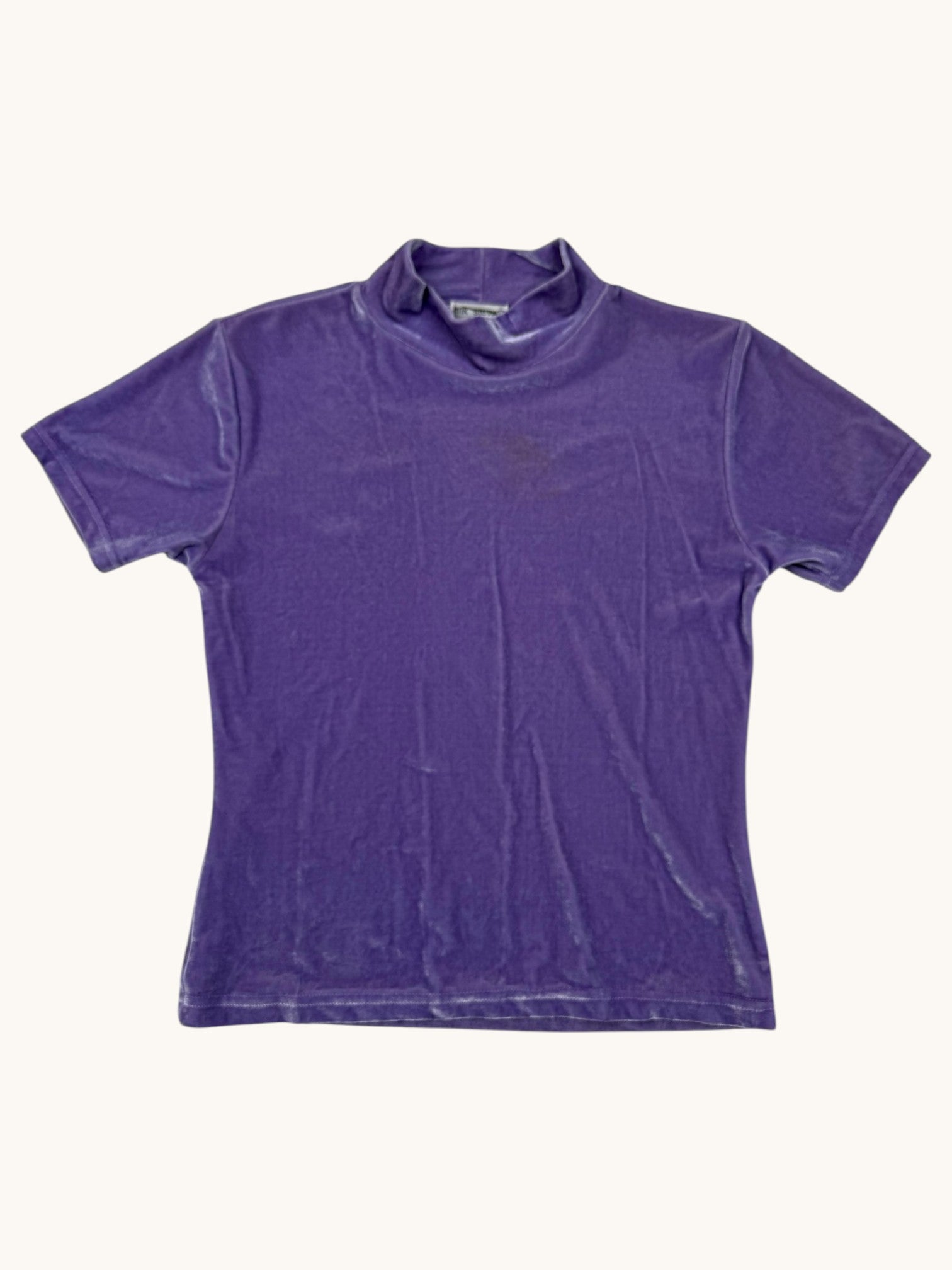 90s erik stewart Purple Velvet Mock Neck Top - S