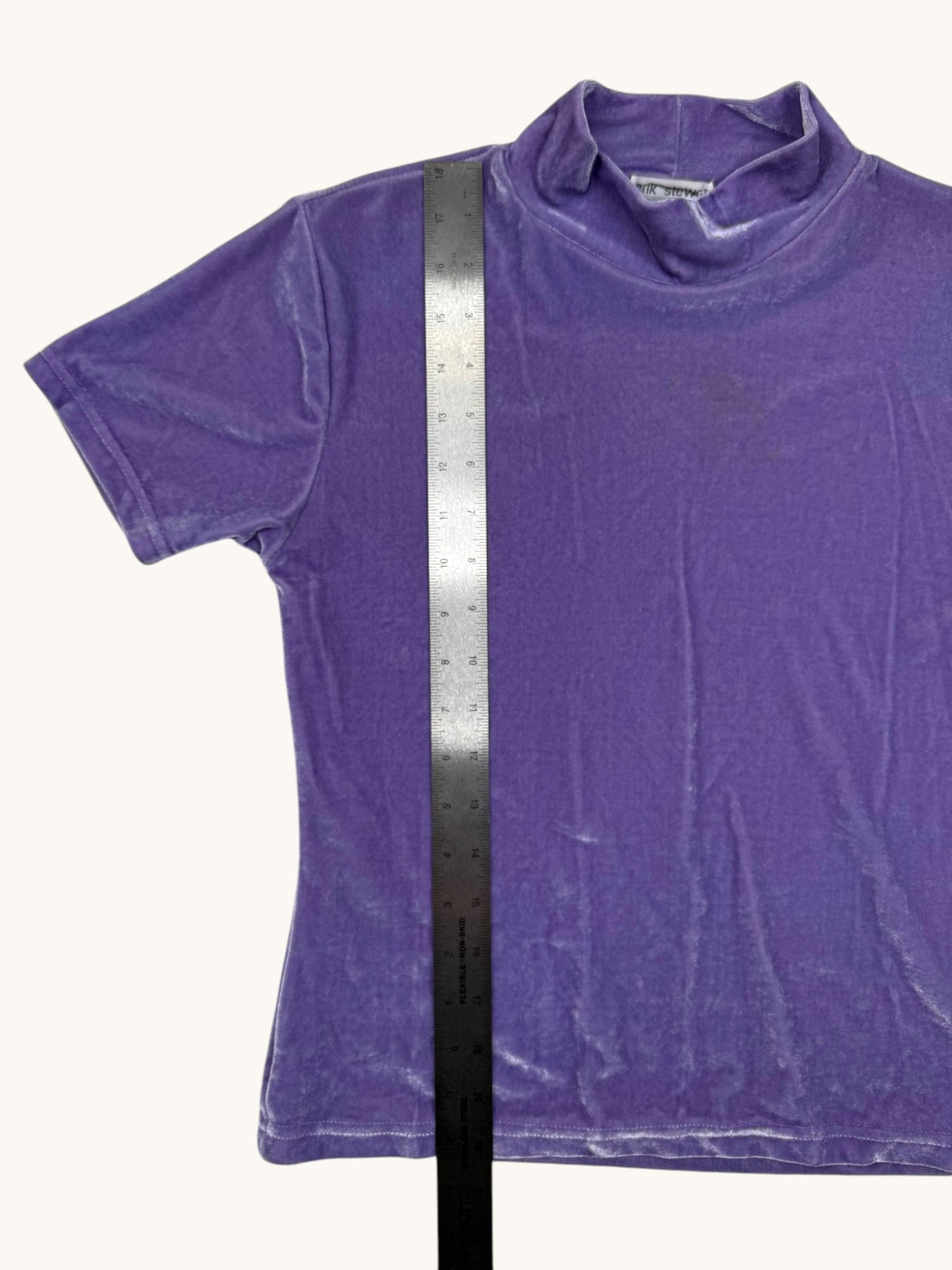 90s erik stewart Purple Velvet Mock Neck Top - S