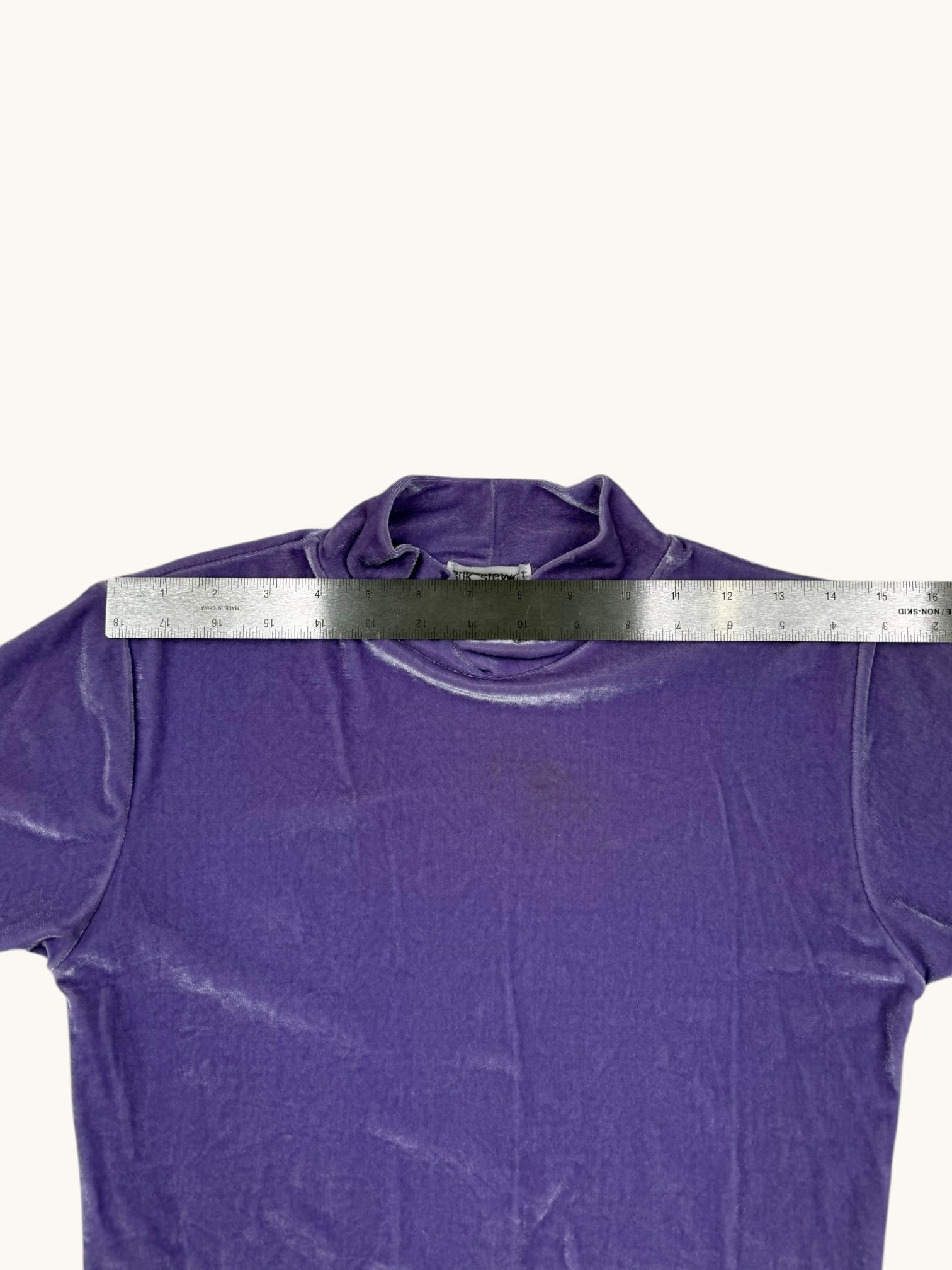 90s erik stewart Purple Velvet Mock Neck Top - S