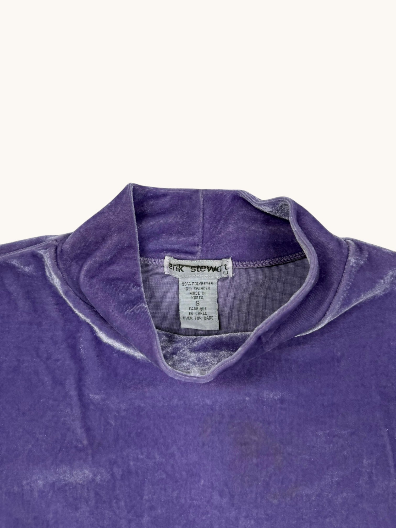 90s erik stewart Purple Velvet Mock Neck Top - S