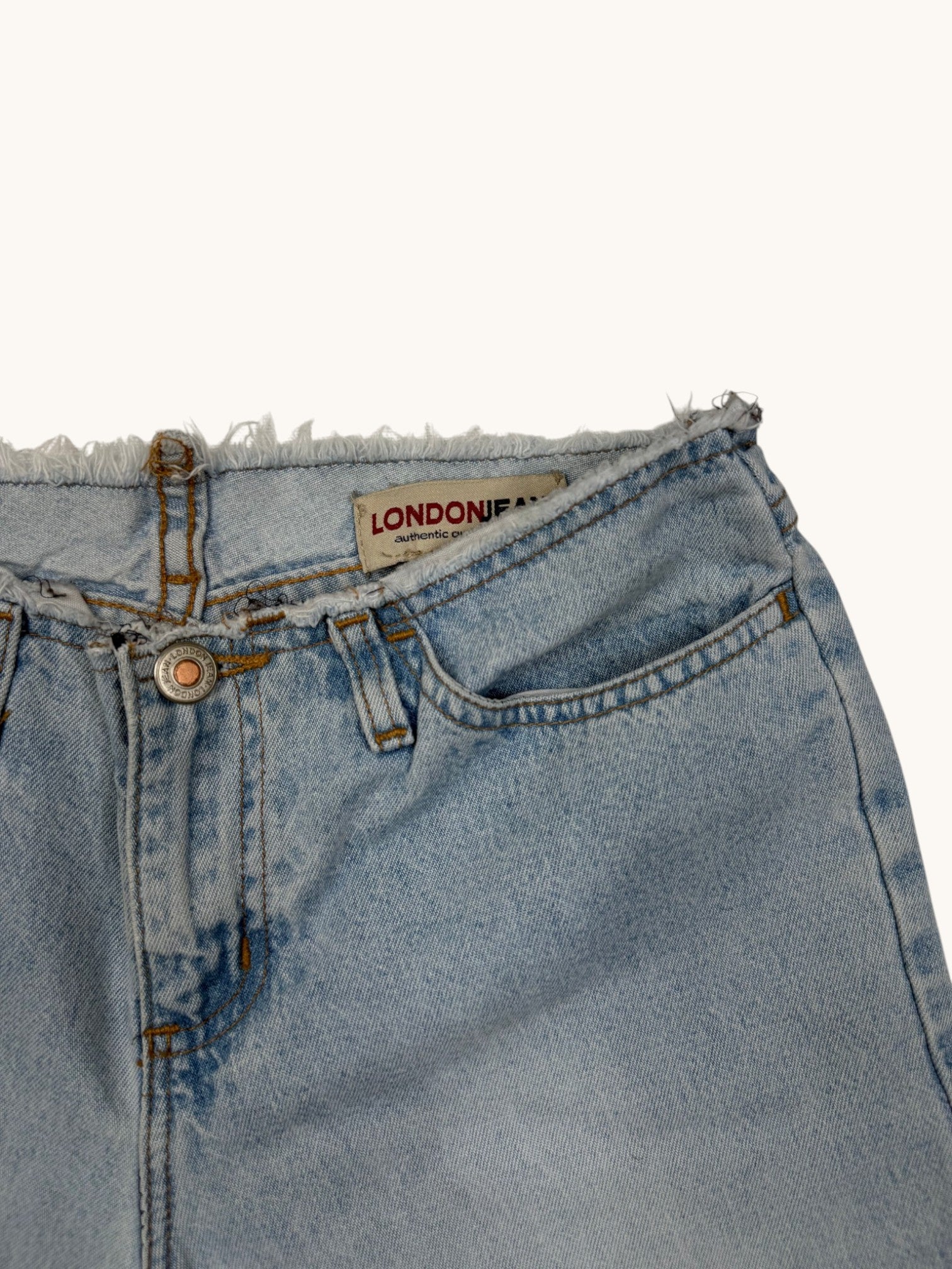 90s London Jean Blue Denim Low Rise Capri Pants - 2