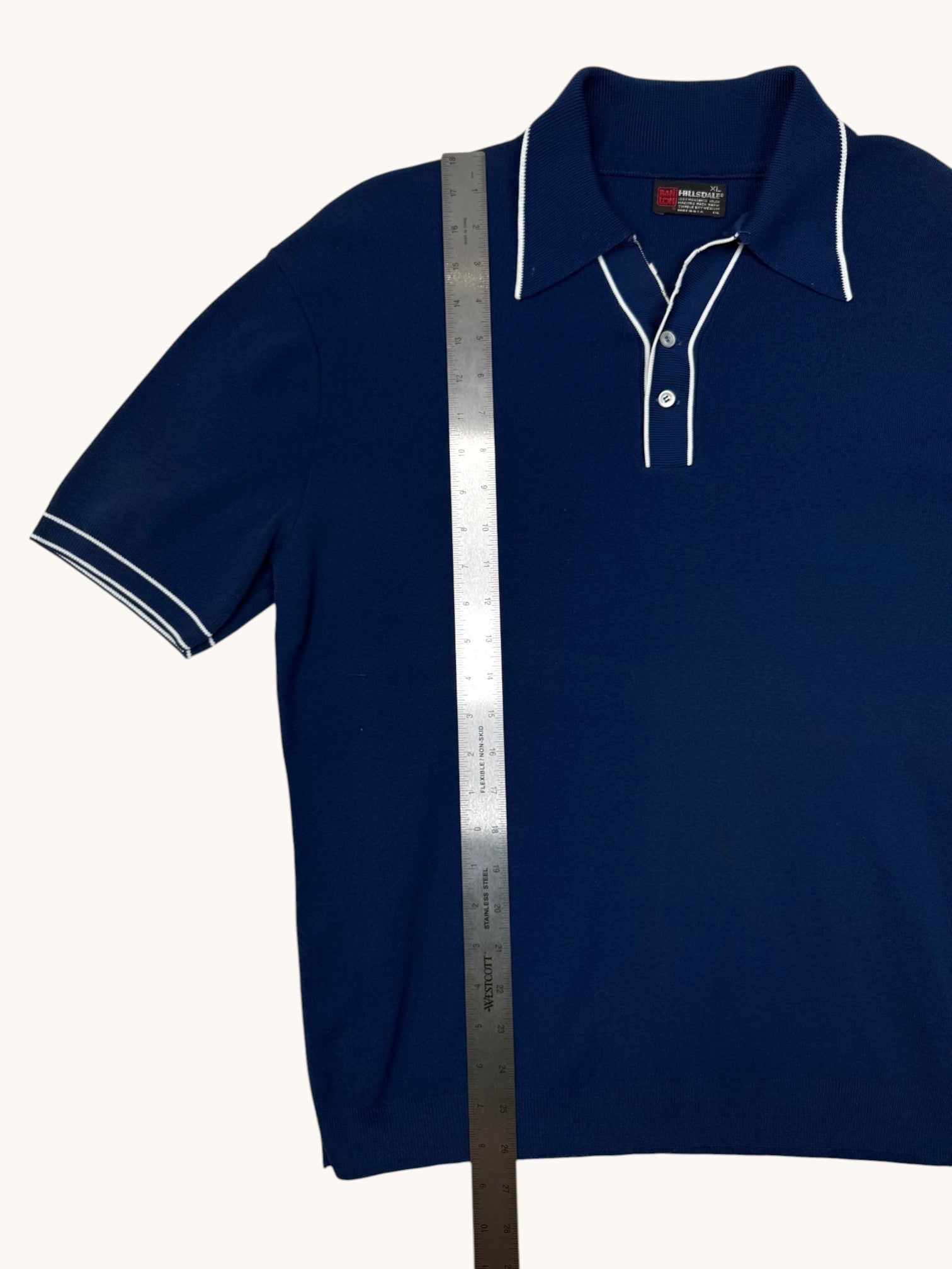 70s BANLON Navy Polo Top - XL