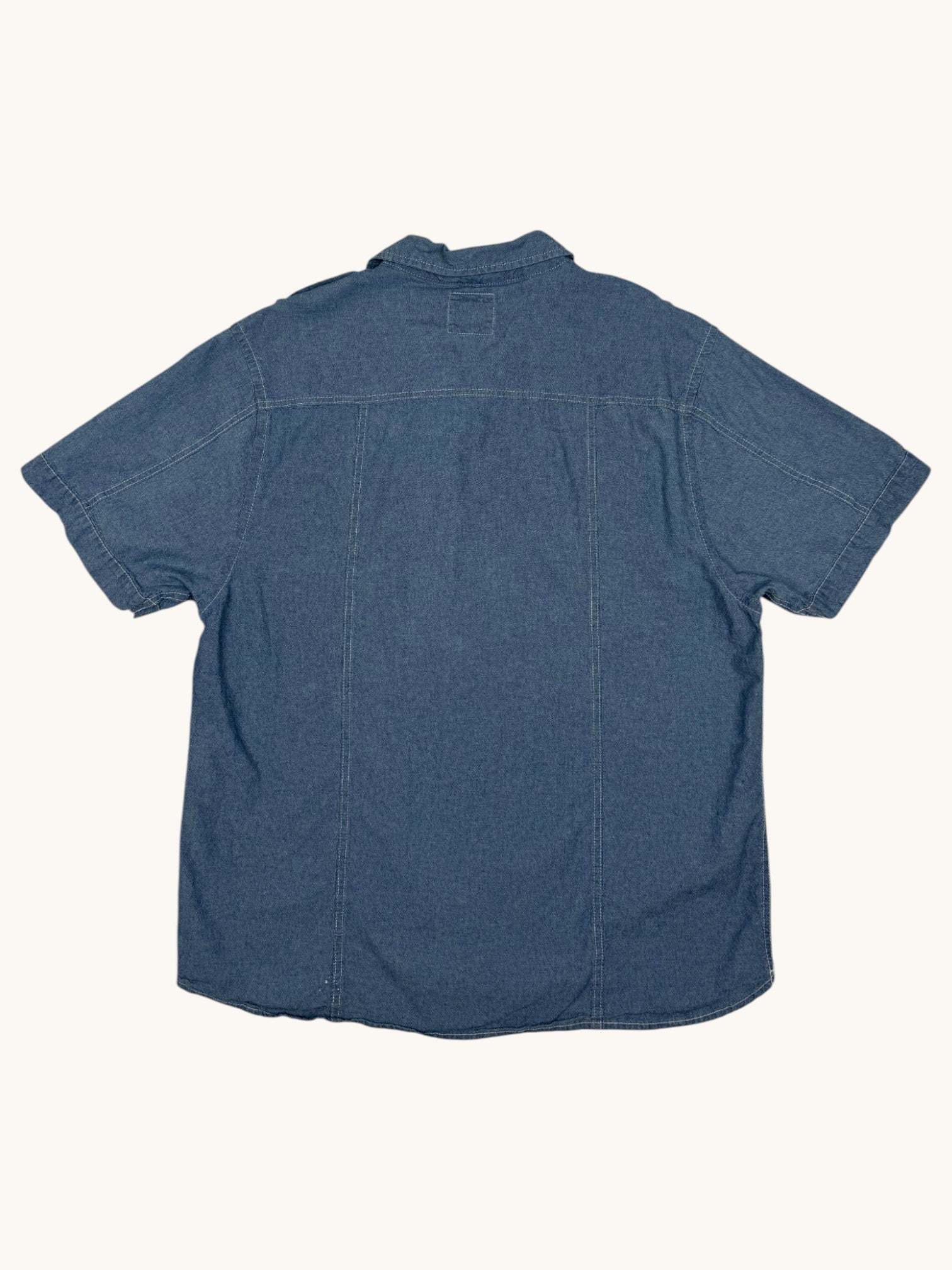00s Chambray Blue Denim Button Up Shirt - XL