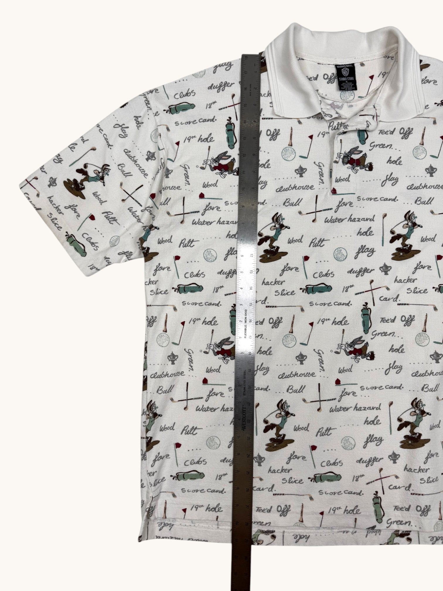 90s Warner Bros Looney Tunes Polo Shirt - XL